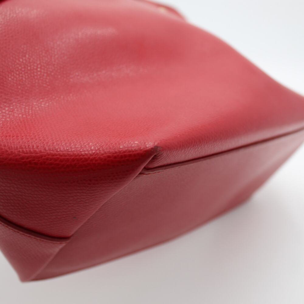 Coach City Tote Red Crossgrain Leather Shoulder Bag Zip Minimalist Preppy - Picture 13 of 14